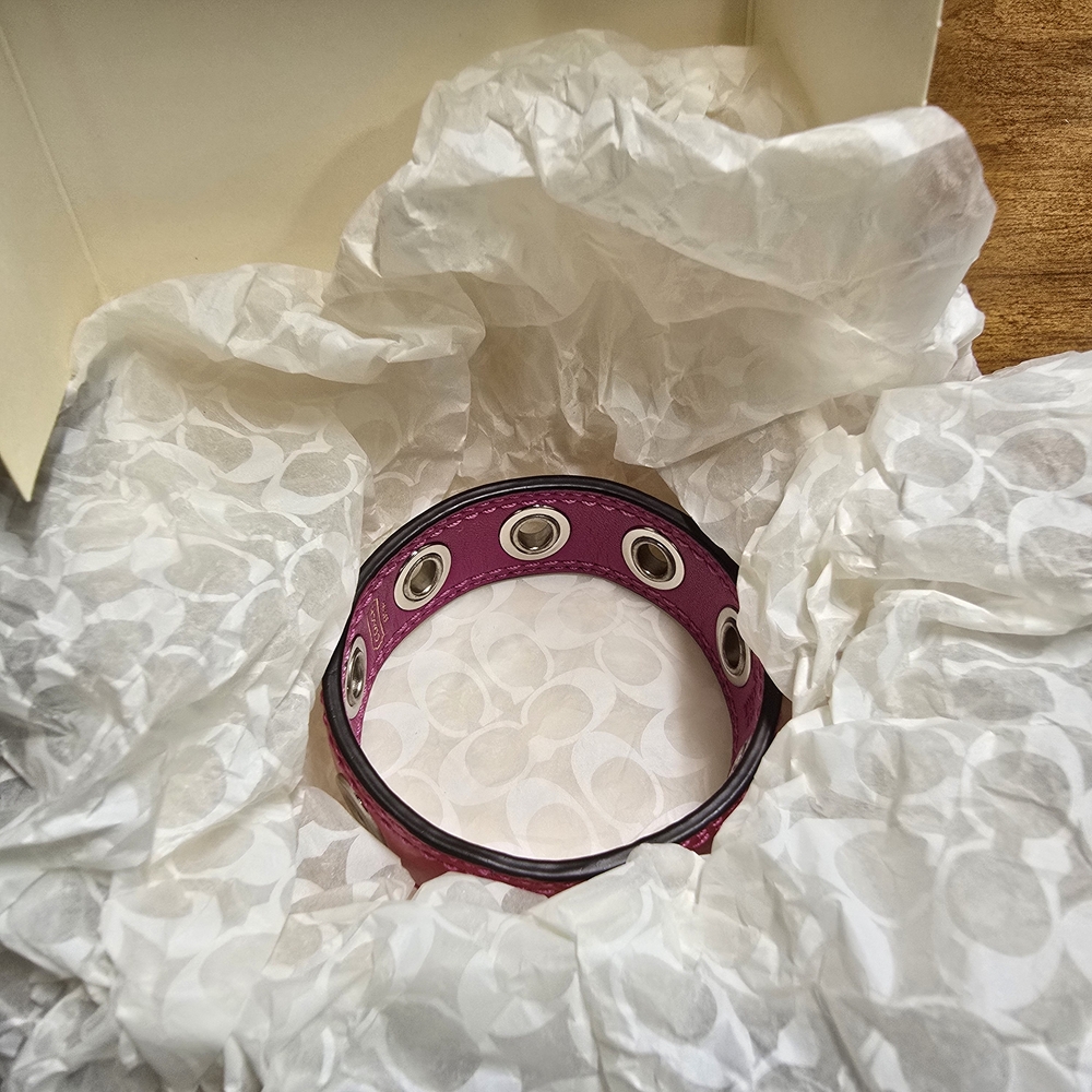 Coach Leather Grommet Bangle Bracelet | Statement Style | New - Picture 5 of 6